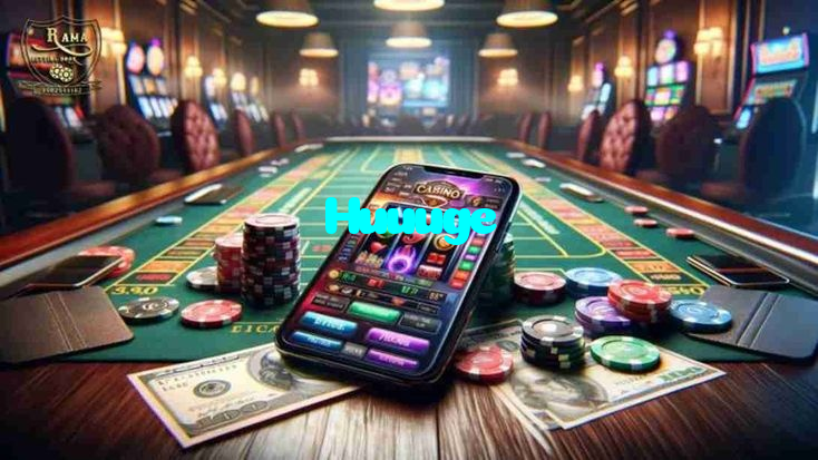 Huuuge casino presented on mobile device in Pakistan with slots and live games